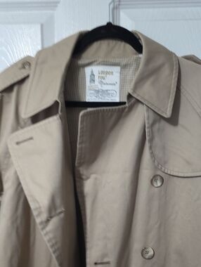 London Fog Men's Tan Trench Coat with Classic Details